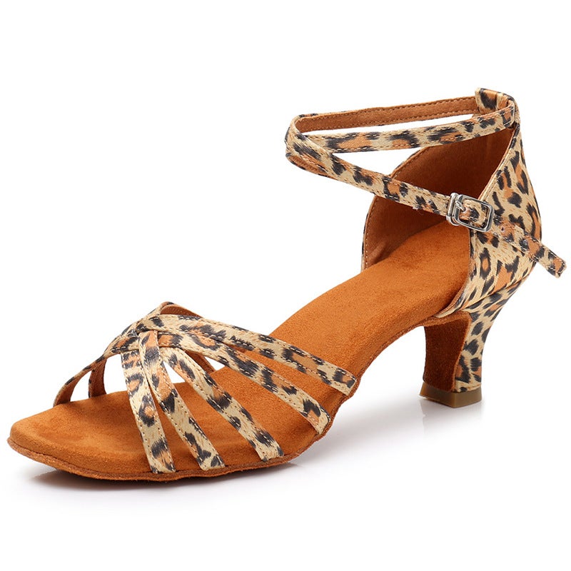 Women'S Adult Latin Dance Shoes Mid-Heel Wear-Resistant Girls Dance Shoes Soft-Soled High-Heeled Indoor Women'S Performance Dance Shoes - Image 1